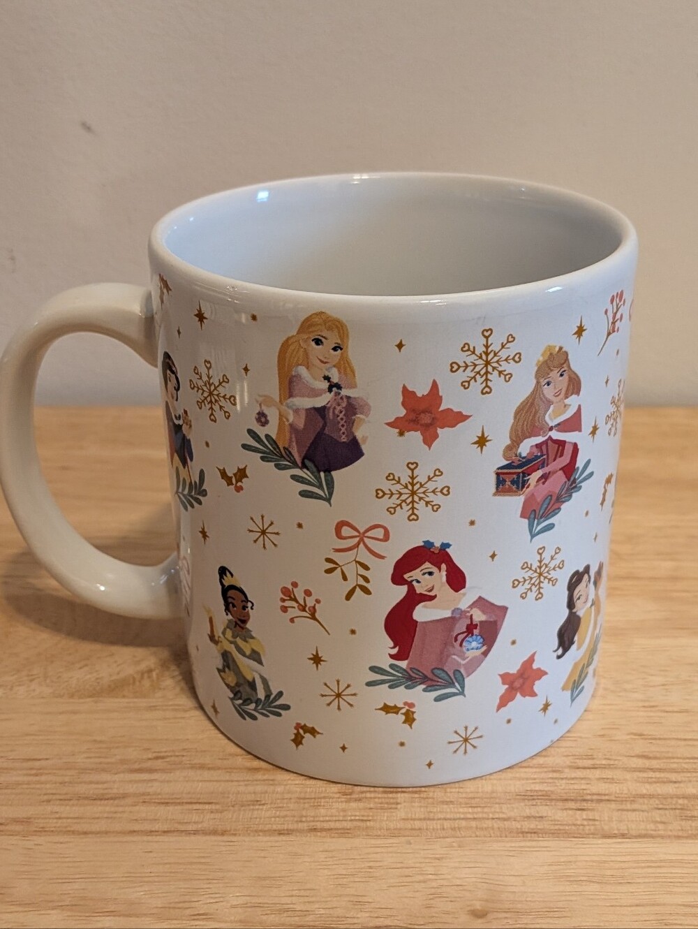 White Ceramic Mug with Colorful Princess Motif